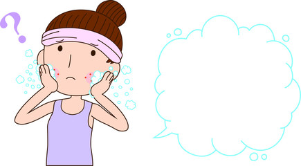 Illustration of a woman with rough skin with Bubble Callout