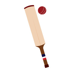 isolated cricket ball and bat