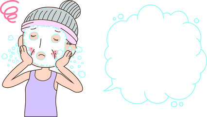 Illustration of a older woman with rough skin with Bubble Callout 