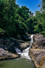 Fototapeta na wymiar Waterfall on Koh Phagnan Island in Thailand