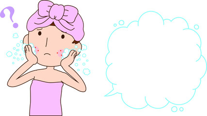 Illustration of a woman as after bathing with rough skin with Bubble Callout