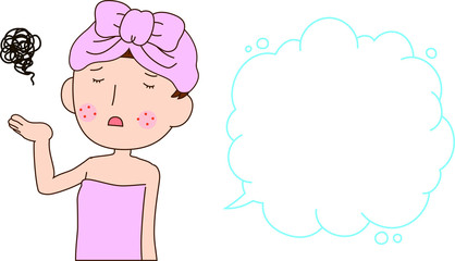 Illustration of a woman as after bathing with rough skin with Bubble Callout