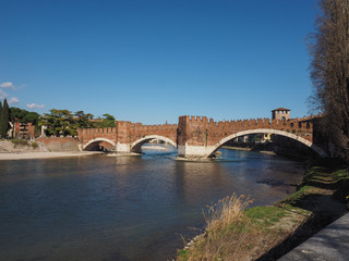 Fototapeta na wymiar Castelvecchio Bridge aka Scaliger Bridge in Verona