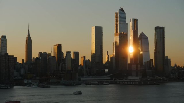 4K Midtown Manhattan Skyline Hudson Yards Sunrise 2