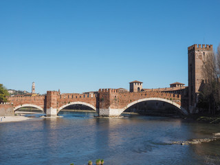 Naklejka premium Castelvecchio Bridge aka Scaliger Bridge in Verona