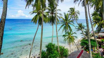Naklejka premium Sabang Island , Acheh , Indonesia - October 6th, 2017. Freddies Santai Sumurtiga is a beach resort that is very popular for tourist to stay in the island.
