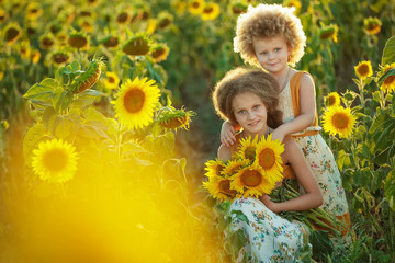 Children in sunflowers