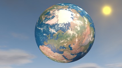 3d rendering high resolution earth planet with atmosphere line