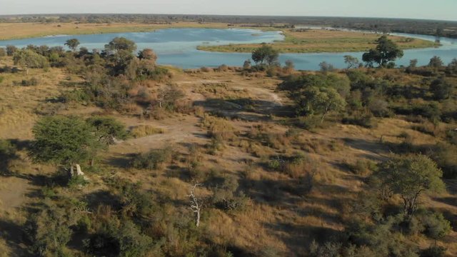 4K aerial shot, scenical flight over kwando river