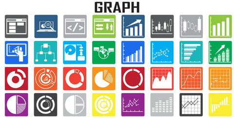 Graph data presentation infographic web icon vector.