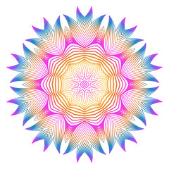 Floral Color Mandala. Arabic, Indian, Motifs. Vector Illustration. Rainbow color