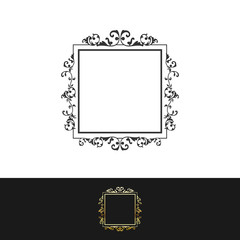 Decorative square frame for design with abstract floral ornament