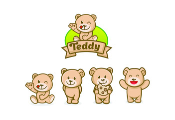 cute teddy bear character mascot designs