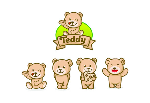 cute teddy bear character mascot designs