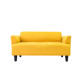 Yellow modern comfortable sofa in living room apartment with white wall.Furniture decorate design...