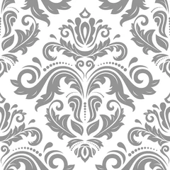 Foto op Plexiglas Grijs Oriënteer vector klassiek patroon. Naadloze abstracte zilveren achtergrond met vintage elementen. Oriënteer achtergrond. Ornament voor behang en verpakking