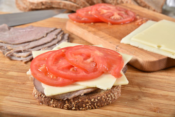 Making a roast beef sandwich