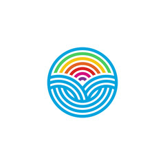 Blue Creative Circular circle rainbow colorful logo design template