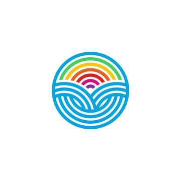 Blue Creative Circular circle rainbow colorful logo design template