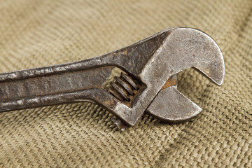Adjustable wrench close up