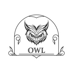 Owl Head with vintage ornament decorative frame