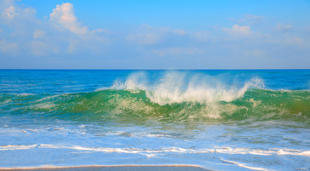 Powerful turquoise sea wave