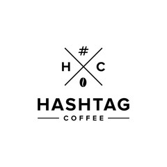 illustration logo from hashtag coffee logo design concept