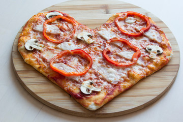 Pizza in the form of a heart