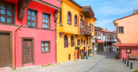 Fototapeta na wymiar Historical Homes and street from Odunpazari/Eskisehir