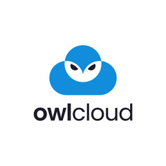 owl bird animal with cloud logo design template