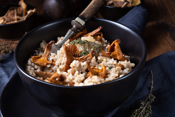 Kaszotto- polish risotto from barley groats with mushrooms
