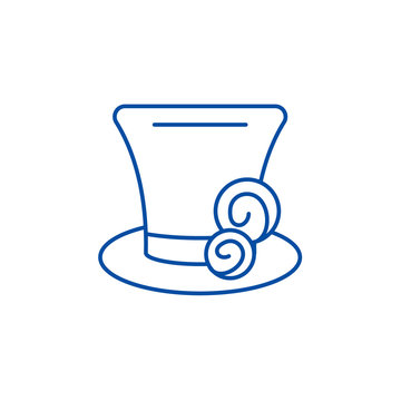 recommend clip art: Cylinder hat line concept icon. Cylinder hat flat  vector website sign, outline symbol, illustration.
