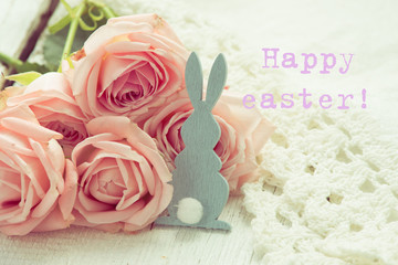easter background with pink rose