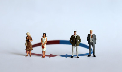 Miniature people. The concept of social equality between men and women.