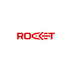 illustration wordmark logo for rocket logo design concept