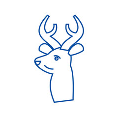 Deer illustration line concept icon. Deer illustration flat  vector website sign, outline symbol, illustration.