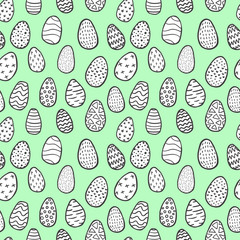 hand drawn doodle style Easter eggs seamless