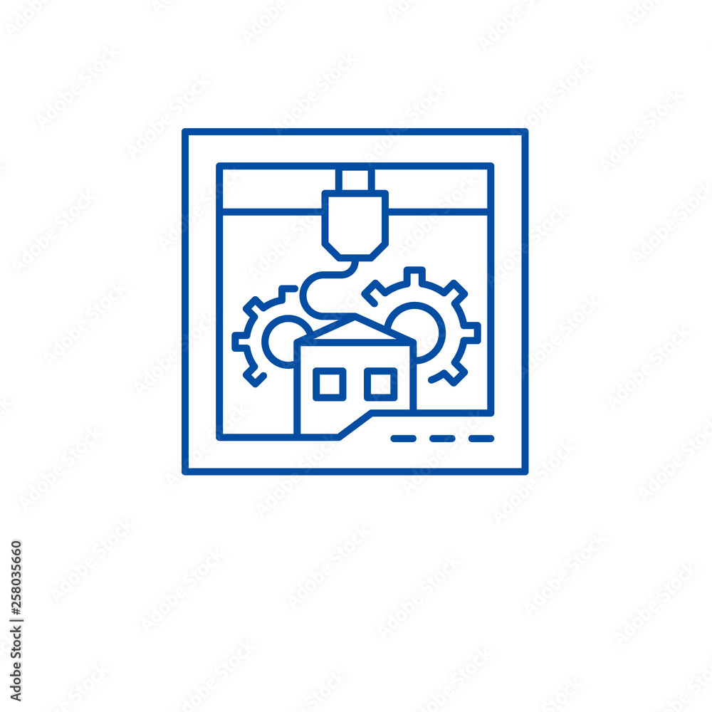 Poster development process line concept icon. development process flat vector website sign, outline symbol,
