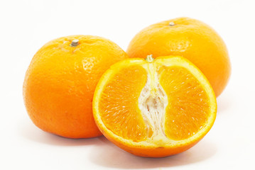 Group of slice oranges on whitebackground
