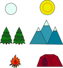 camping icon set