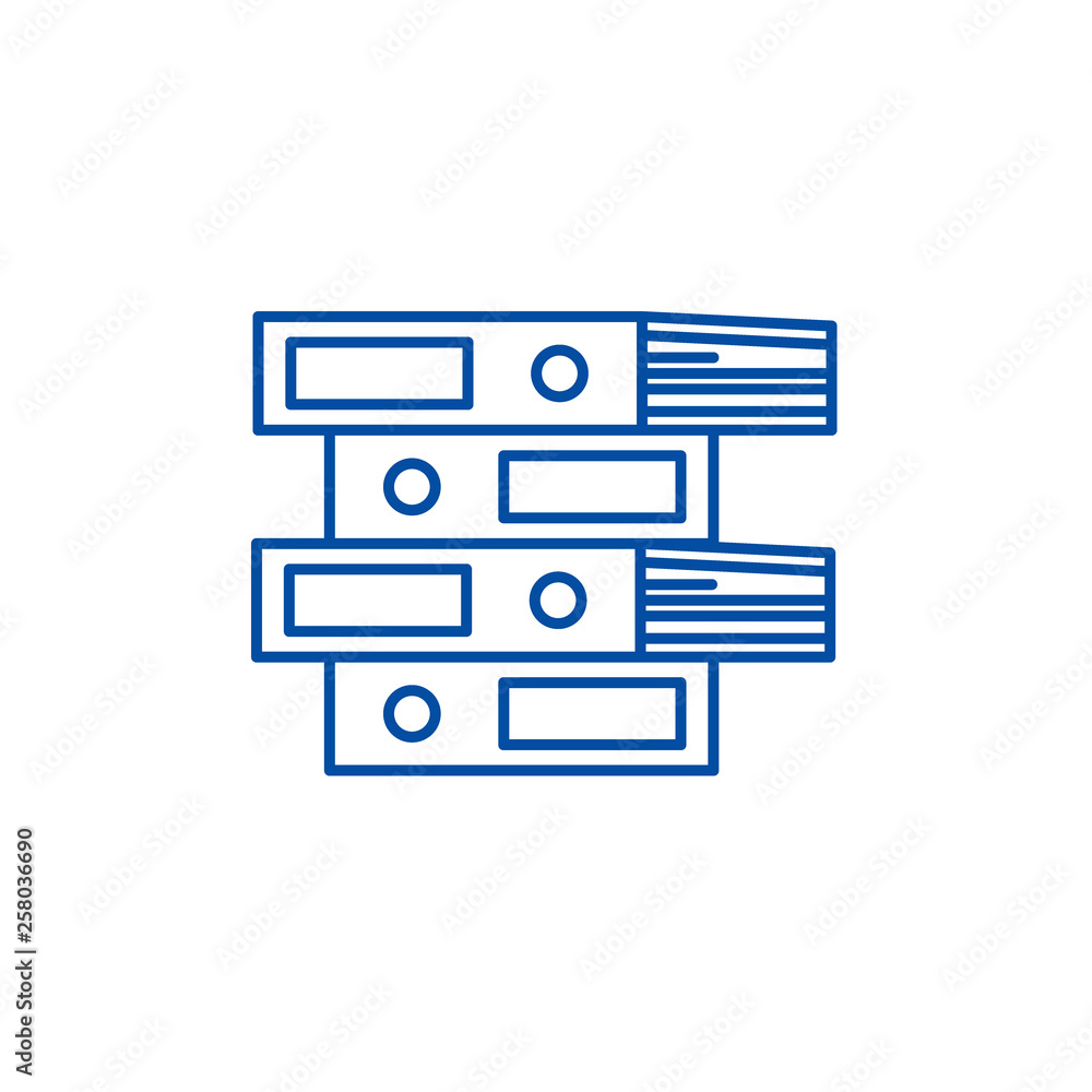 Poster document folders line concept icon. document folders flat vector website sign, outline symbol, illus