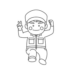 男性作業着ジャンプ