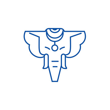 recommend clip art: Elephant, india line concept icon. Elephant, india flat  vector website sign, outline symbol, illustration.