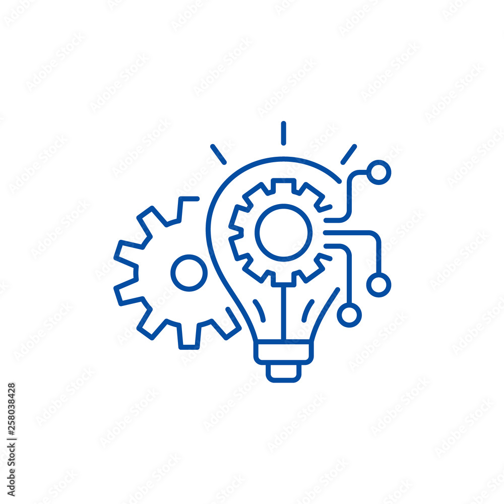 Poster engineering system line concept icon. engineering system flat vector website sign, outline symbol, i