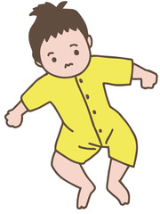 ロンパースを着ている赤ちゃん