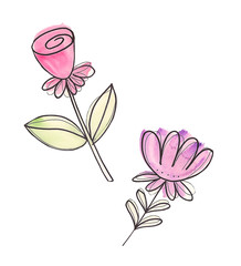 Hand drawing abstract decorative flowers