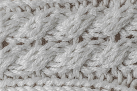 Light knitted texture closeup, visible yarn and fiber. The image is suitable as a background for various tasks.
