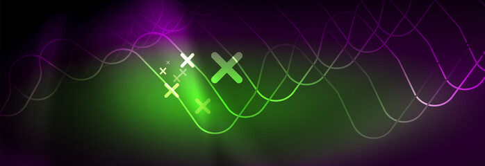 Glowing neon abstract lines, techno futuristic template