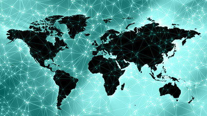 Digital globalization technology, geometric polygonal communication concept © Pablo Lagarto