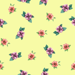 Seamless watercolor pattern of flowers